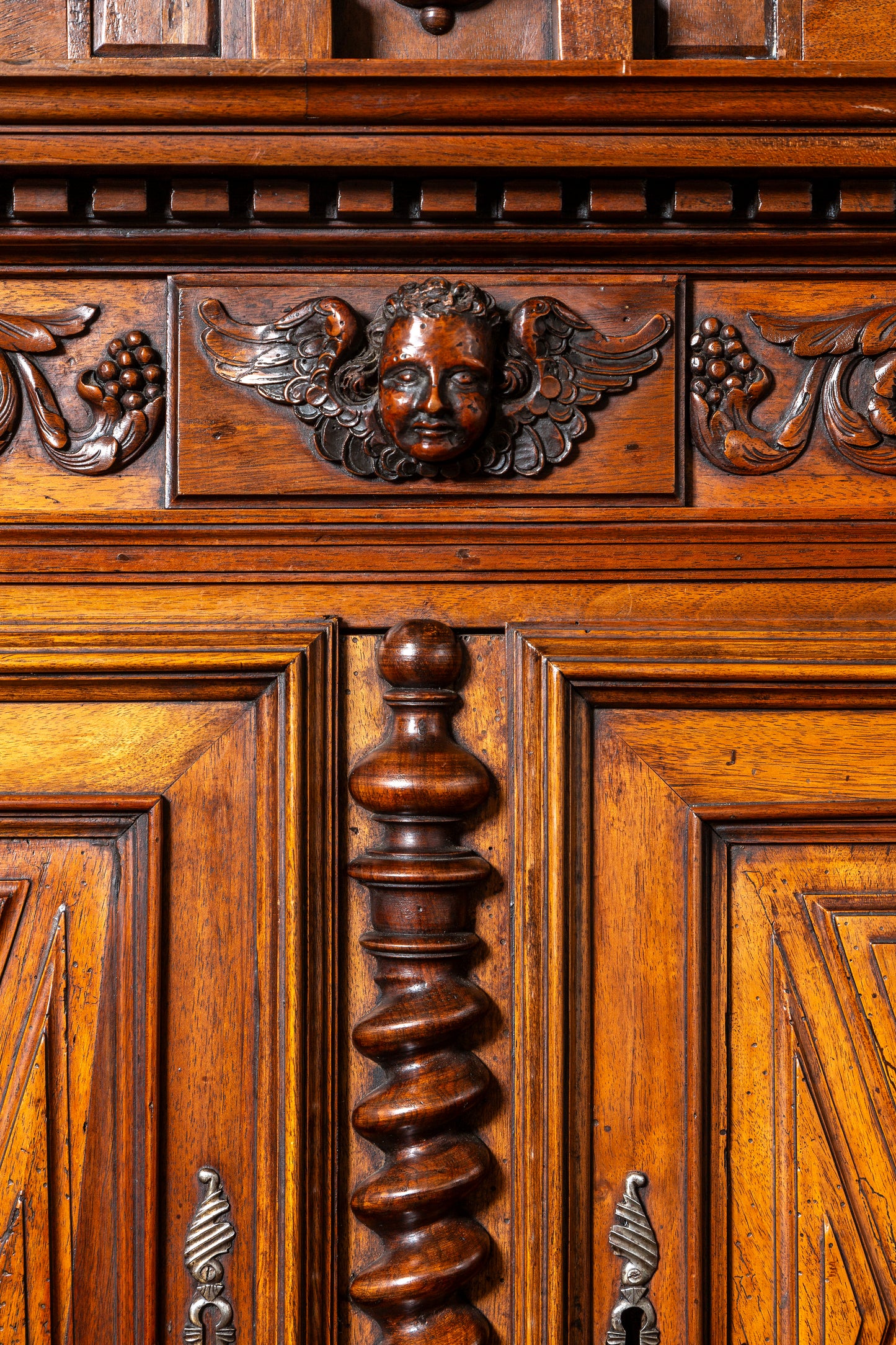 Antique French 19th century carved walnut cabinet