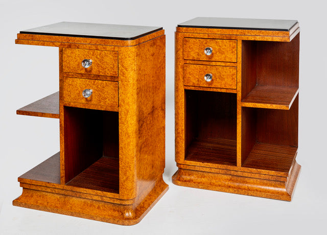 Vintage pair of Art Deco bed side cabinets c1930 French