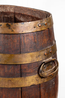Antique 19th Century English brass bound coopered storage barrel