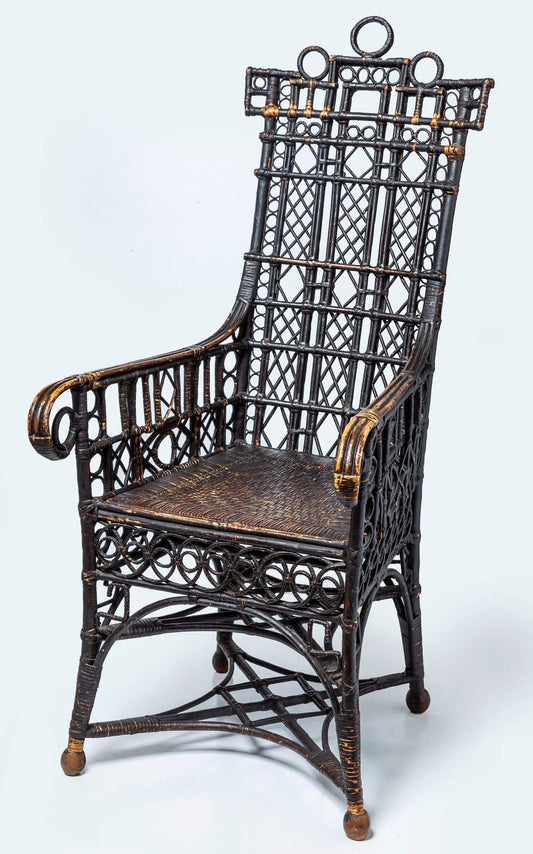 Antique 19th century, Chinese Quing period bamboo opium chair