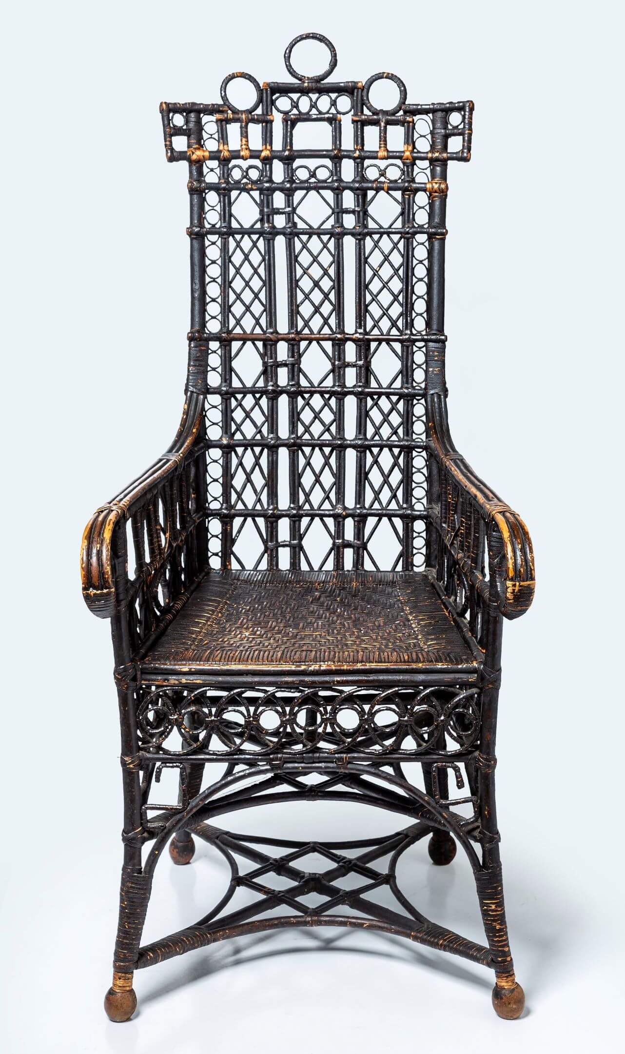 Antique 19th century, Chinese Quing period bamboo opium chair
