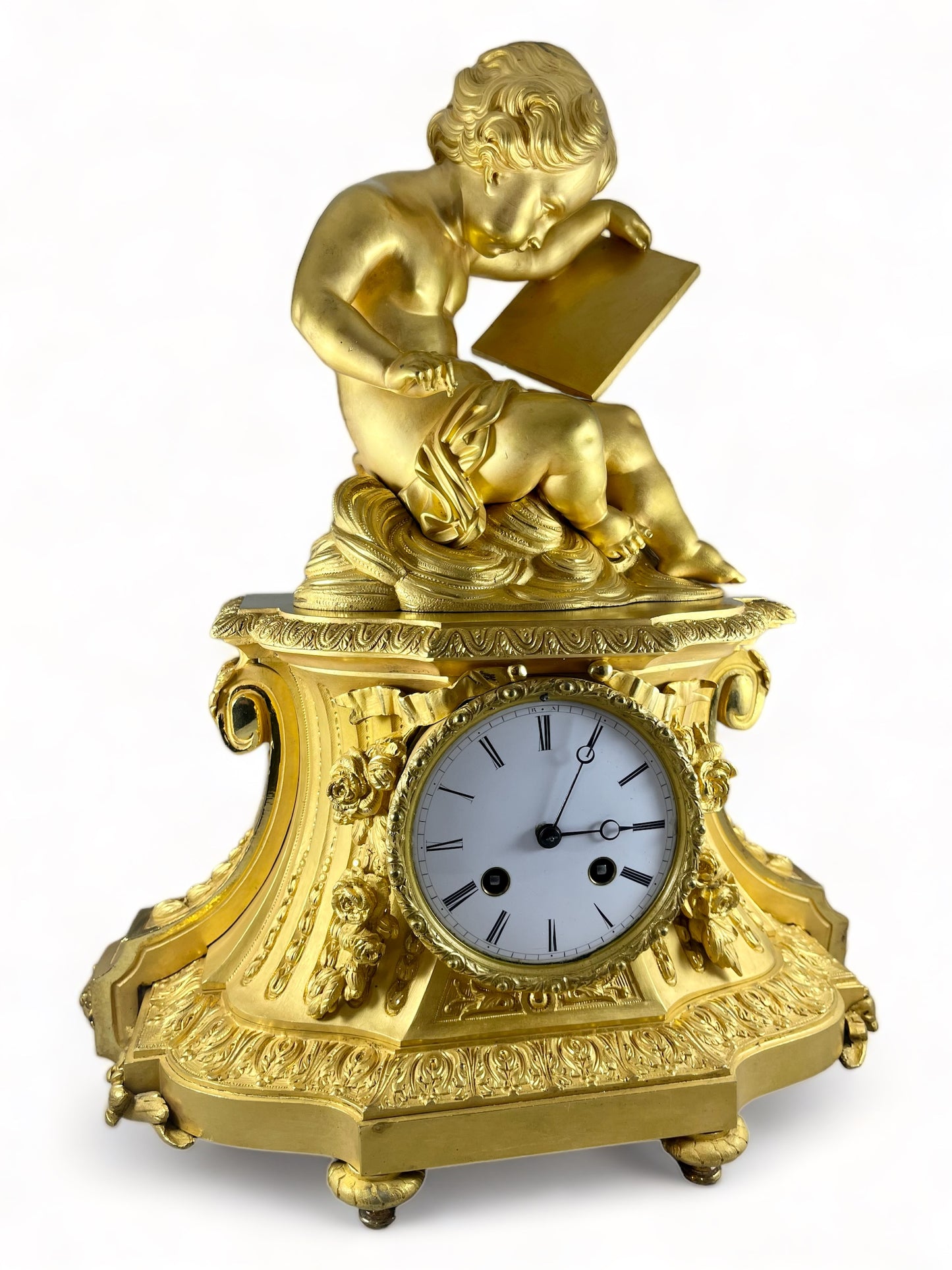 Antique 19th century Napoleon the 3rd gilt ormolu mantel clock
