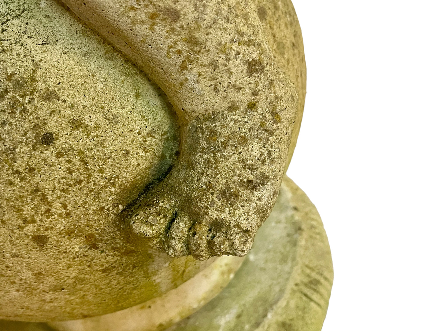 Reconstituted stone cupid on column garden statue
