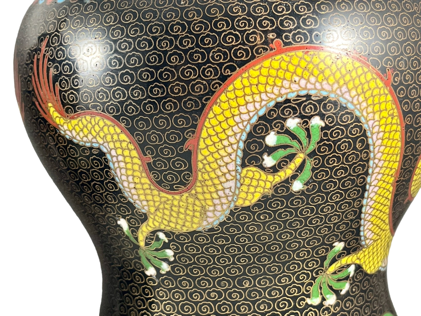 Pair of Chinese cloisonne lidded urns circa 1920