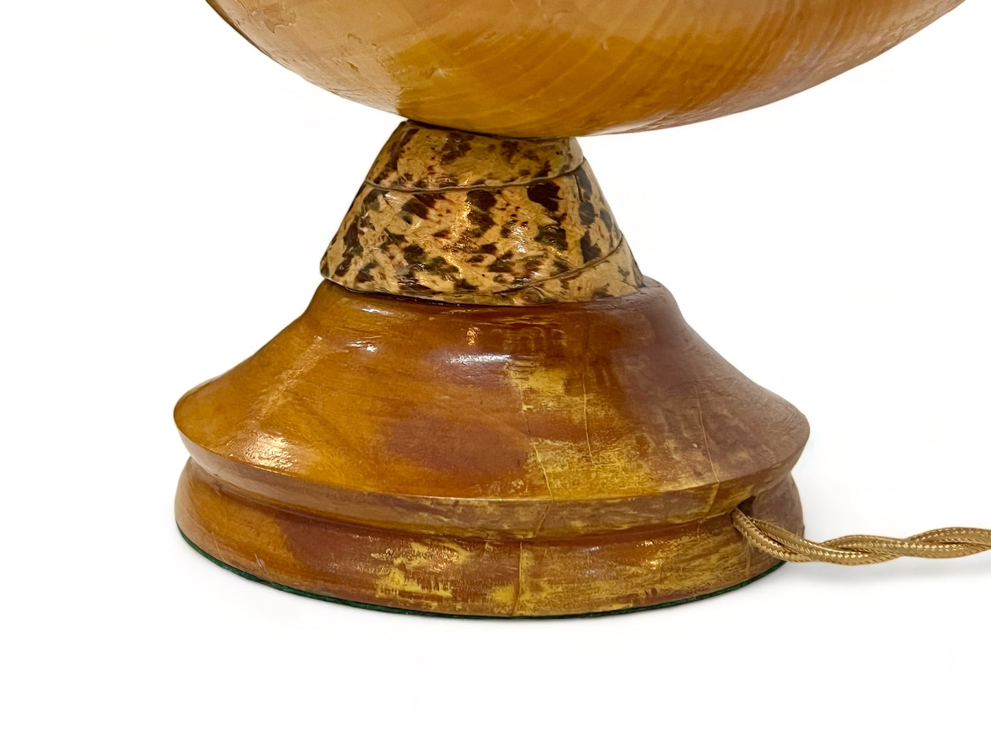 A vintage c1960 sea shell converted into a lamp and mounted onto a retro wooden base
