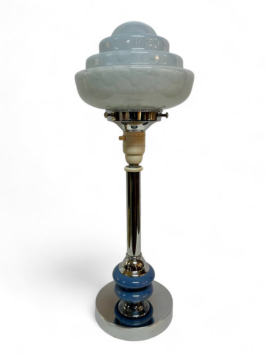 Vintage c1930 Art Deco chrome and Bakelite table lamp