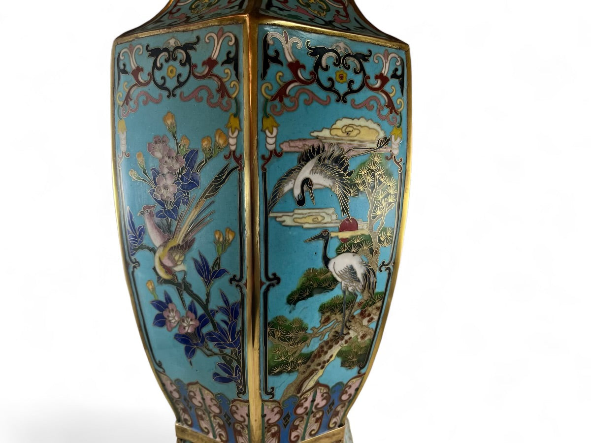 Antique pair of Chinese Cloisonné temple vases