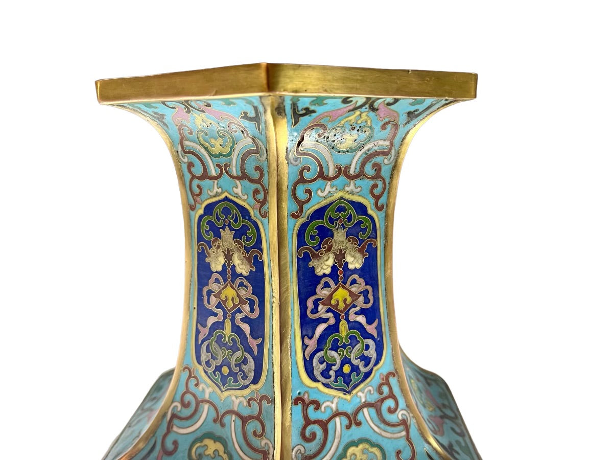 Antique pair of Chinese Cloisonné temple vases