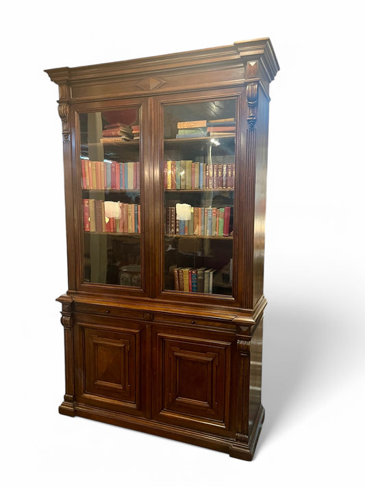 Antique 19th century French mahogany two door bookcase