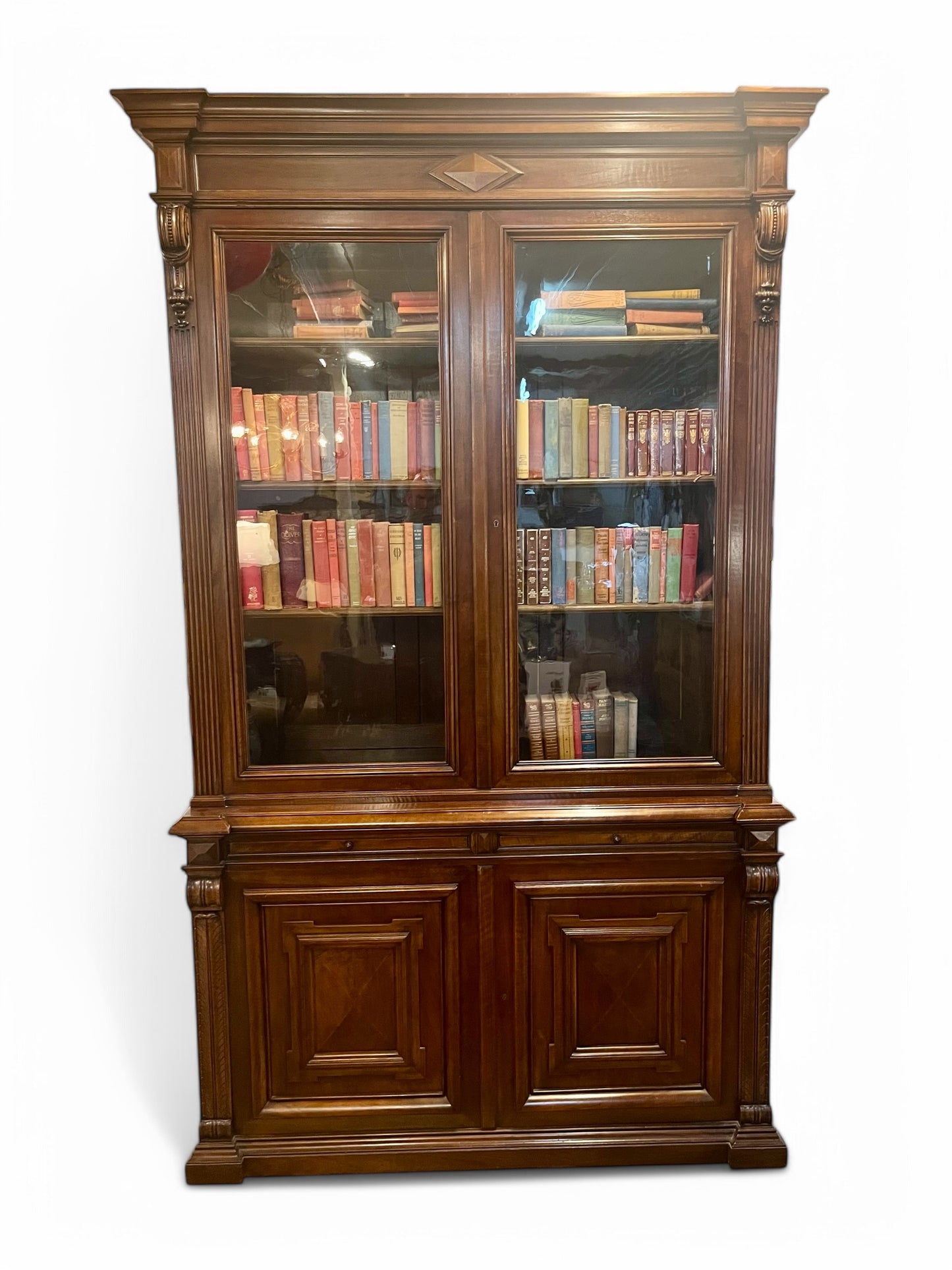 Antique 19th century French mahogany two door bookcase