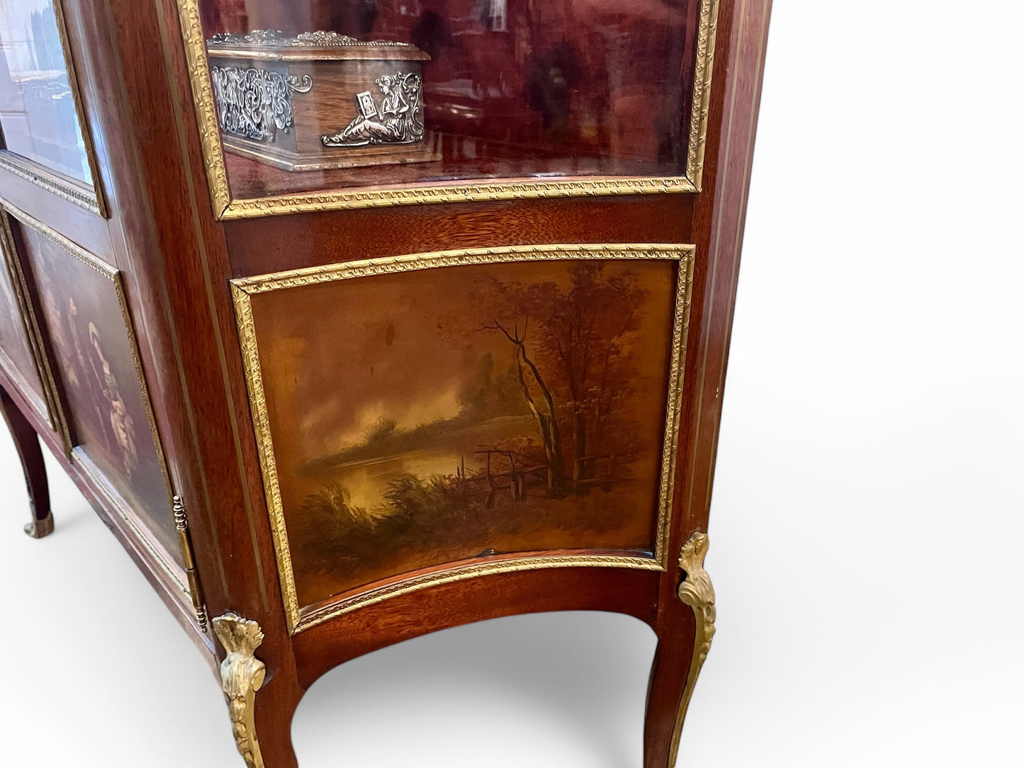 Antique French 19th century rosewood Louis 15th style two  door vitrine