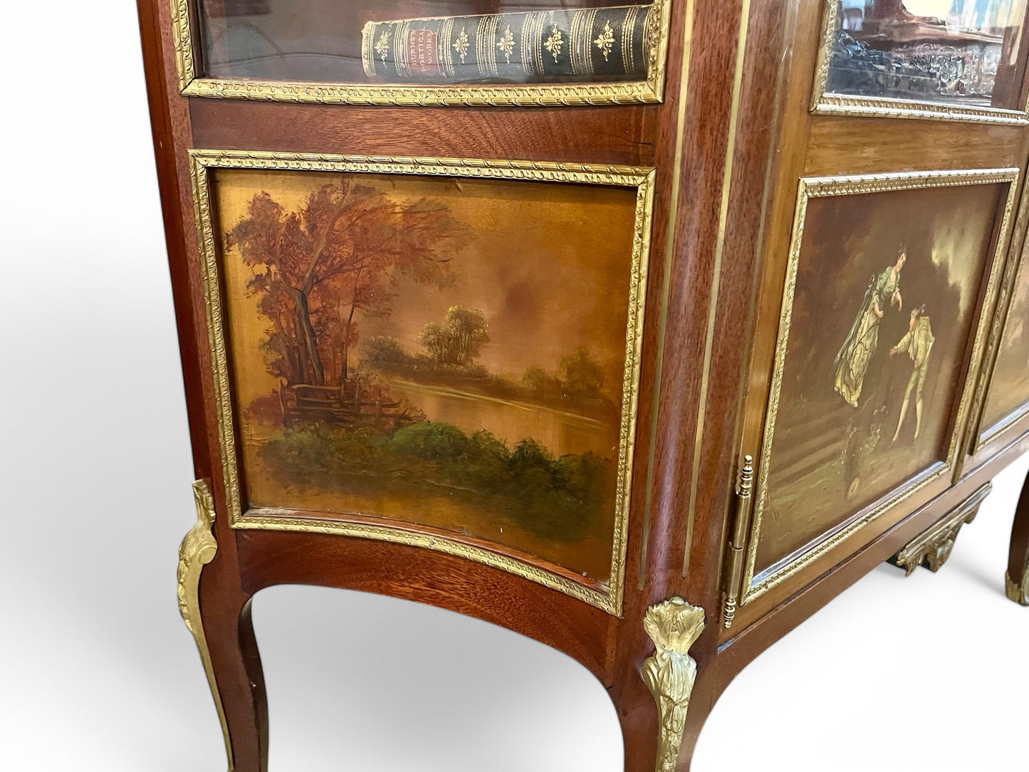 Antique French 19th century rosewood Louis 15th style two  door vitrine