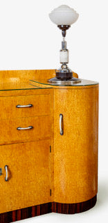 Vintage c1940 Russian birch fitted art deco veneered Macassar bar cabinet