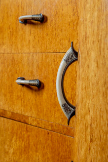 Vintage c1940 Russian birch fitted art deco veneered Macassar bar cabinet