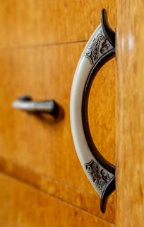 Vintage c1940 Russian birch fitted art deco veneered Macassar bar cabinet