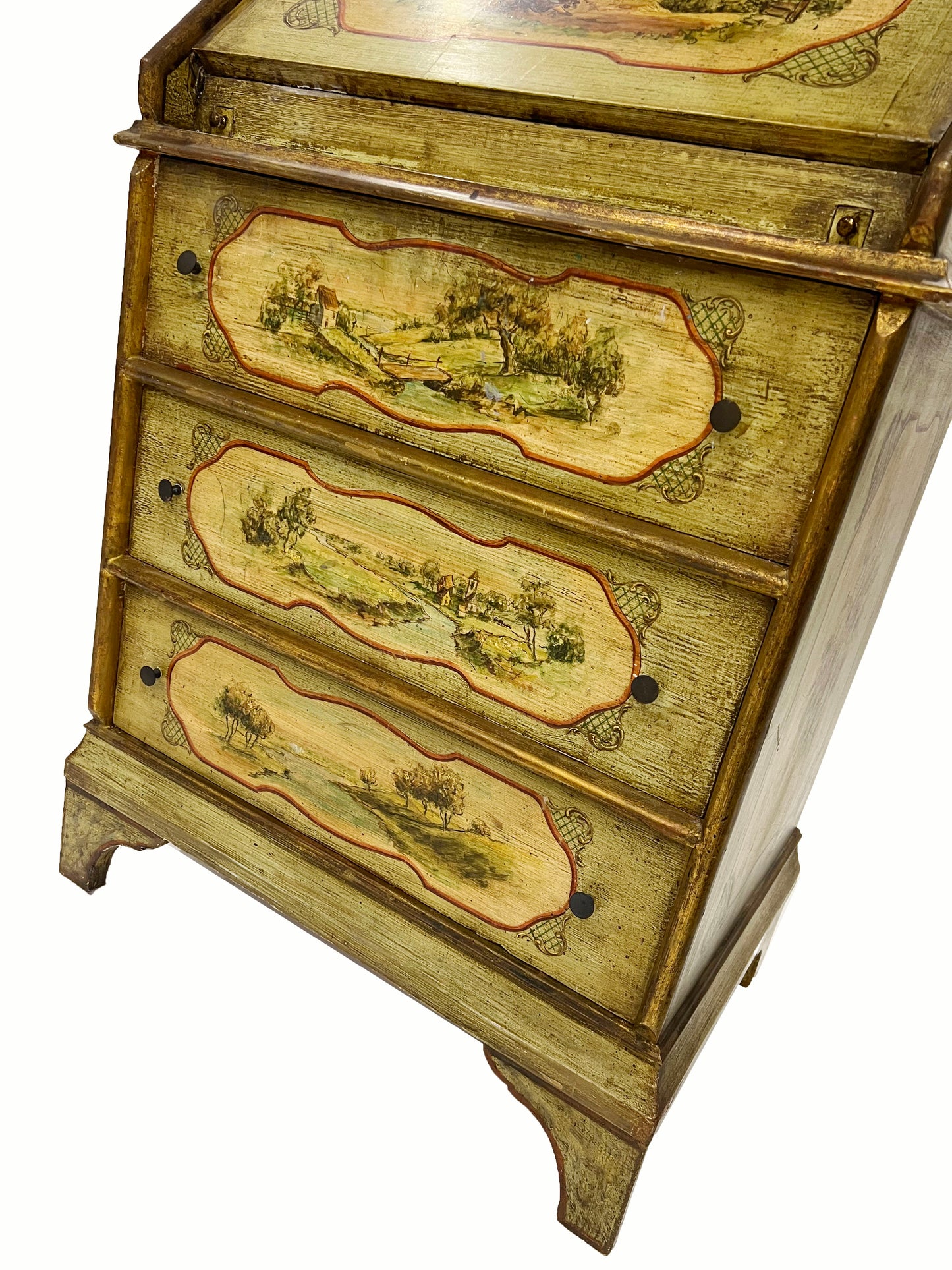 Italian Painted Secretaire Bookcase