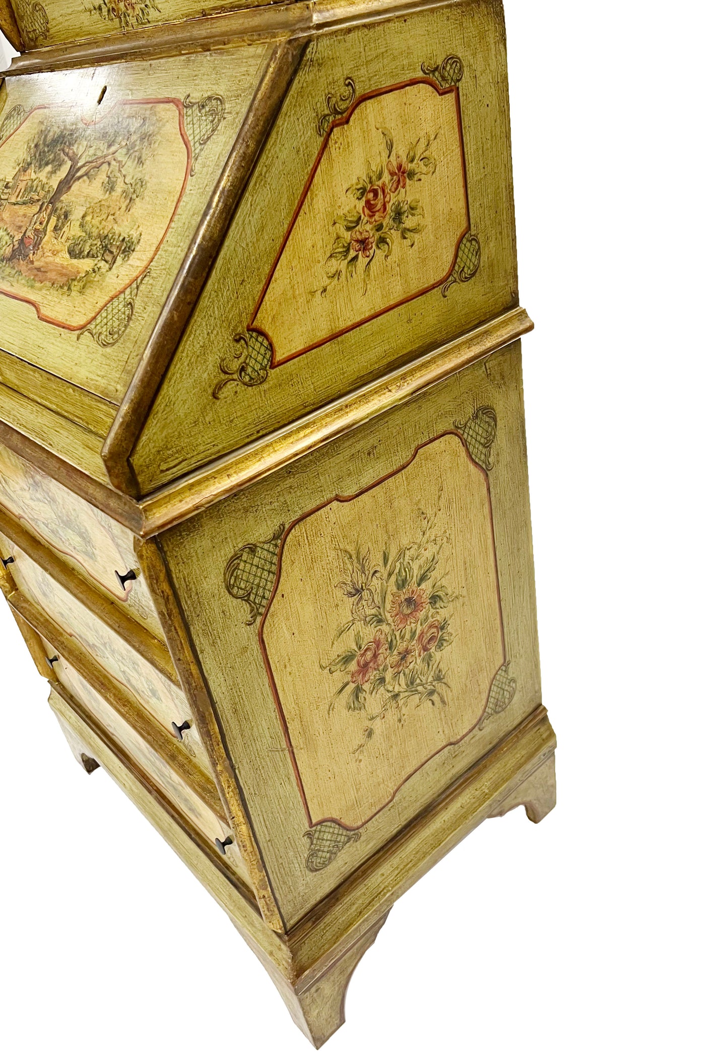 Italian Painted Secretaire Bookcase