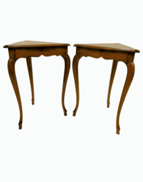 Pair of French Cherrywood corner tables.