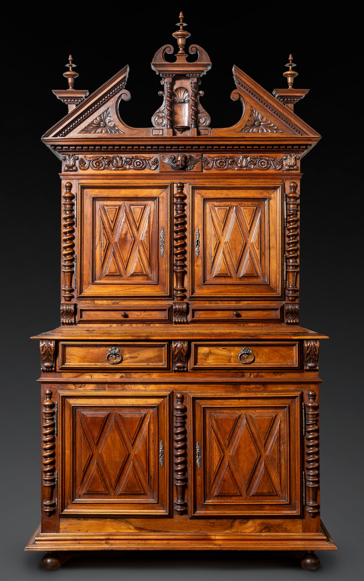 Antique French 19th century carved walnut cabinet