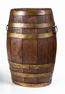 Antique 19th Century English brass bound coopered storage barrel