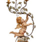 Antique Italian carved wood and wrought iron painted lamp Baroque style candelabra