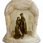 Vintage Art Deco alibaster lamp with gilded bronze figures, the figures have carved bone face