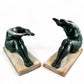 Vintage pair of Art Deco female figure mounted on marble bookends