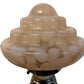 A pair of vintage 1930 white bakelite and chrome column, with shades of pink, art deco table lamps.