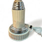 A pair of vintage 1930 white bakelite and chrome column, with shades of pink, art deco table lamps.