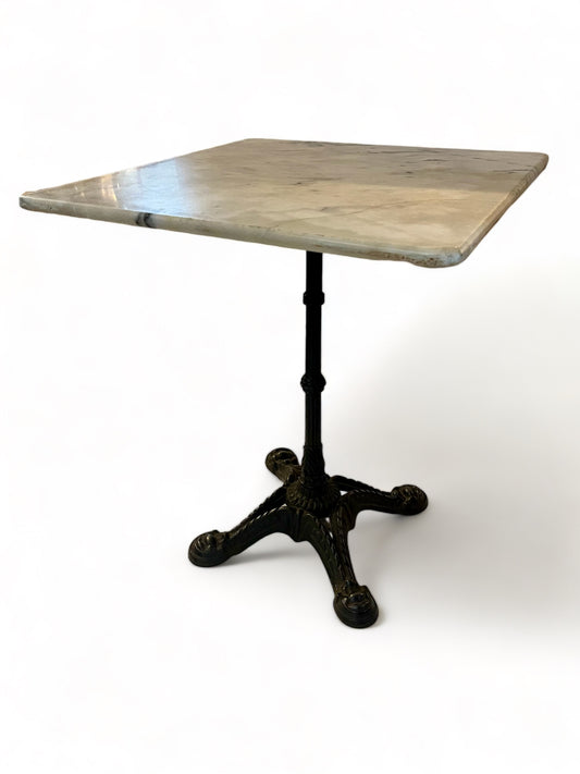 French vintage c1920 cast iron cafe table with original Carrara marble top
