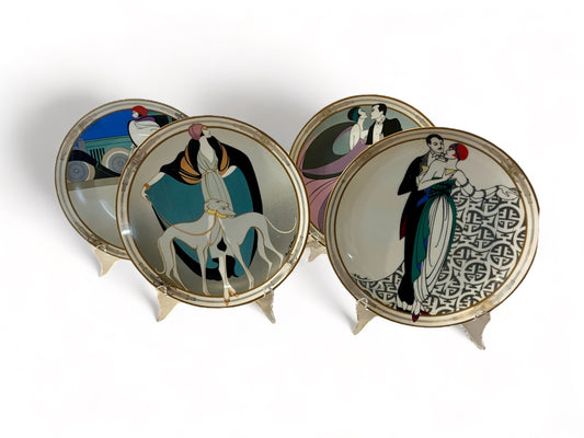 Vintage Set of four Art Deco cabinet plates, by Marci Mc Donald
