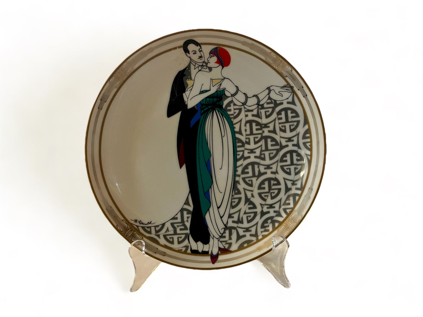 Vintage Set of four Art Deco cabinet plates, by Marci Mc Donald