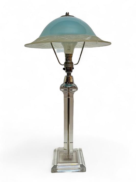 Vintage c1940 Art Deco Perspex square column lamp standing on plinth base
