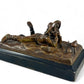 Antique 19th century French bronze figure of a loverly romantic subject young boy leaning on his elbows