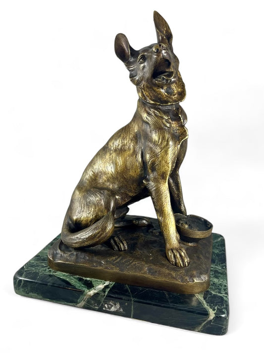 Antique 19 th century bronze figure, Alsatian dog