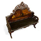 Antique carved wood 19th century Italian parcel gilt and painted Rococo style bench