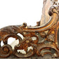 Antique carved wood 19th century Italian parcel gilt and painted Rococo style bench