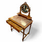 Antique French walnut ladies dressing table with marble top