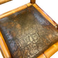 Antique Perret and Vibert French chinoiserie bamboo arm chair with original leather upholstery
