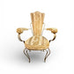 Vintage French Art Deco style wrought iron with gilt finish glass topped table with two chairs