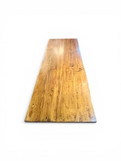 Antique French early 20th century pine provincial refectory table with carved stretcher base