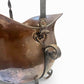 Antique French helmet shaped copper jardiniere mounted in the original wrought iron stand