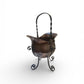Antique French helmet shaped copper jardiniere mounted in the original wrought iron stand