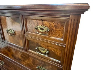 Antique Australian walnut chest of 7 drawers fitted with original brass handles