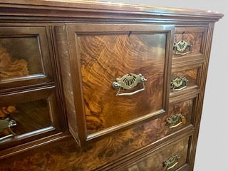 Antique Australian walnut chest of 7 drawers fitted with original brass handles