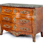 Antique 19th century French Louis XV style serpintine front marble topped commode.